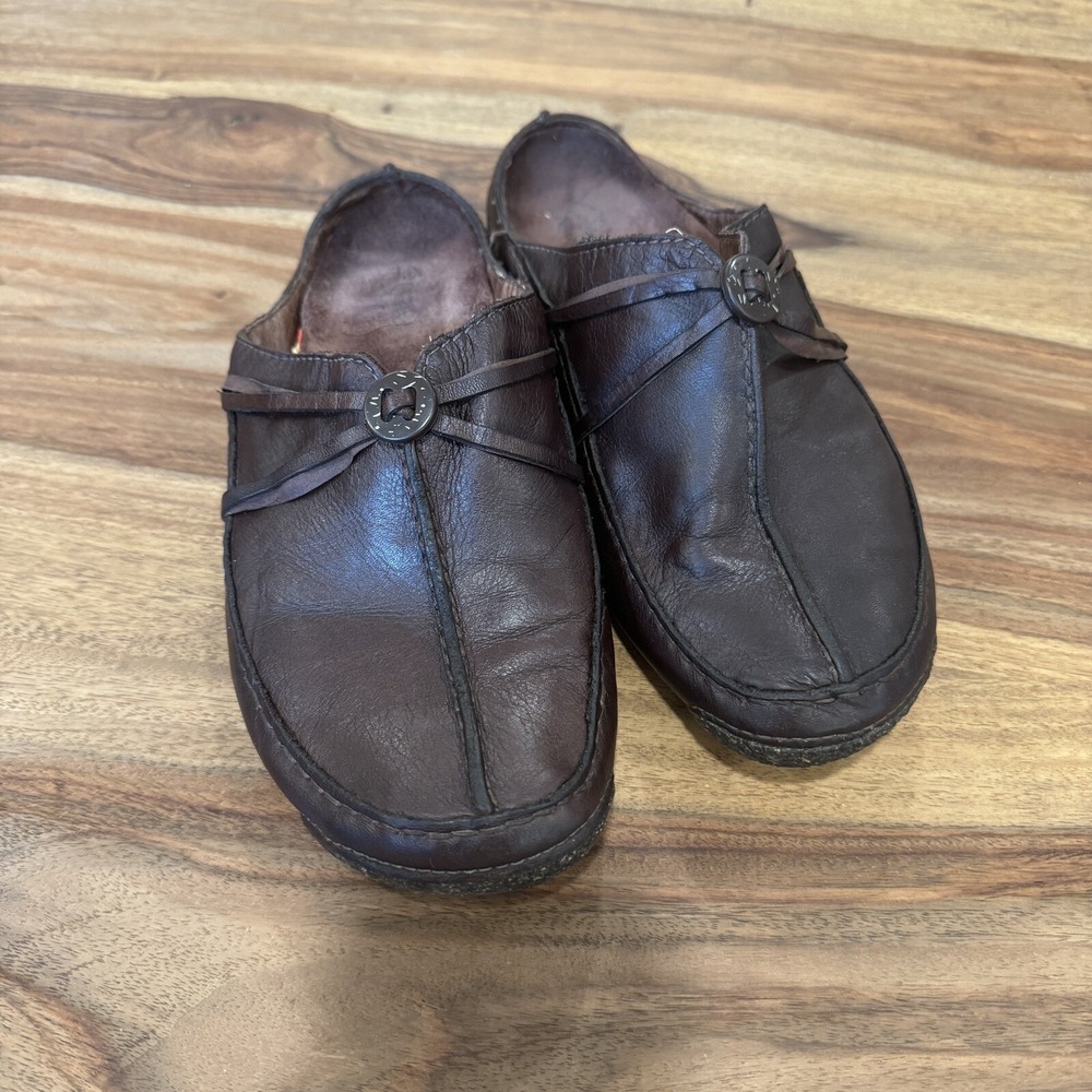 VTG!‎ Clarks Active Air Brown Leather Mules Clog Shoe Women 8M Wide Slip On - Picture 13 of 13
